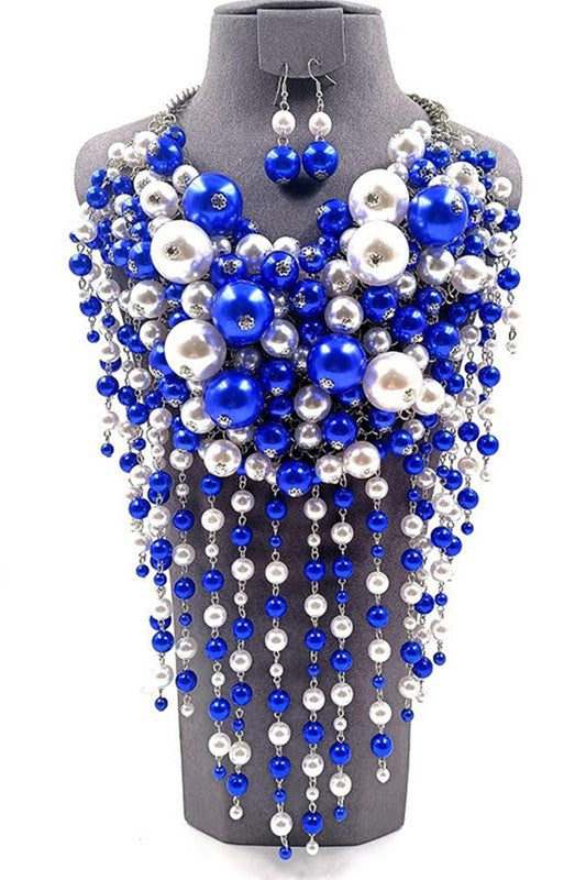 Head Turner Statement Mix Pearl Layer Necklace Set