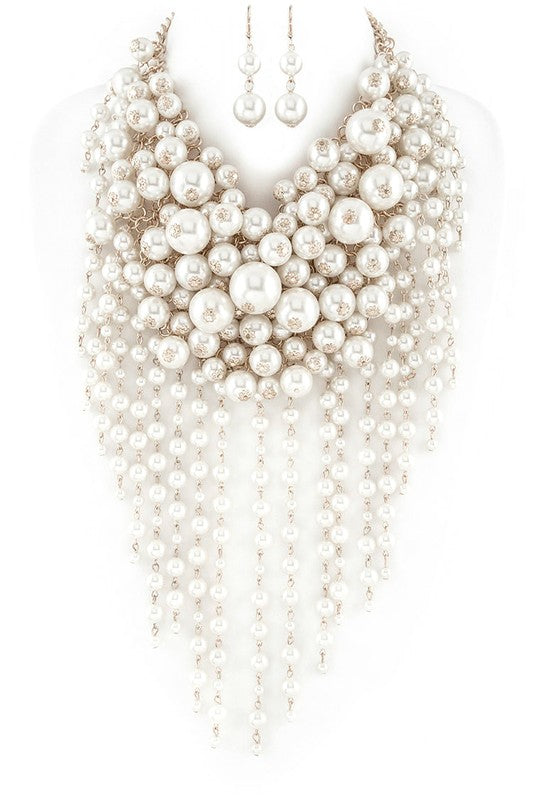 Head Turner Statement Mix Pearl Layer Necklace Set